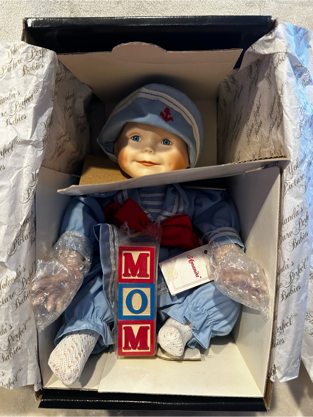 1989 "Amanda" Yolandas Picture Perfect Babies Edwin Knowles Porcelain Doll w/Box